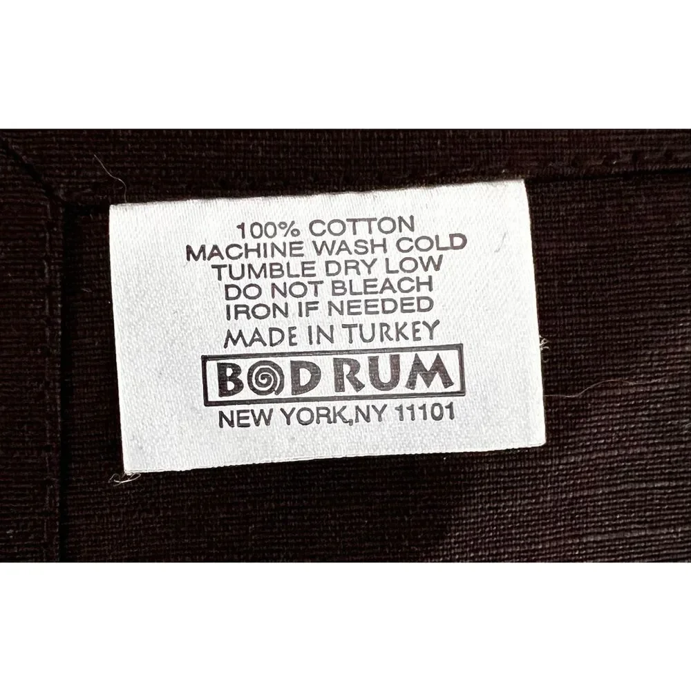 Set of 10 Bodrum Linen Black Rectangular Placemats 100% Cotton Handsewn Turkish